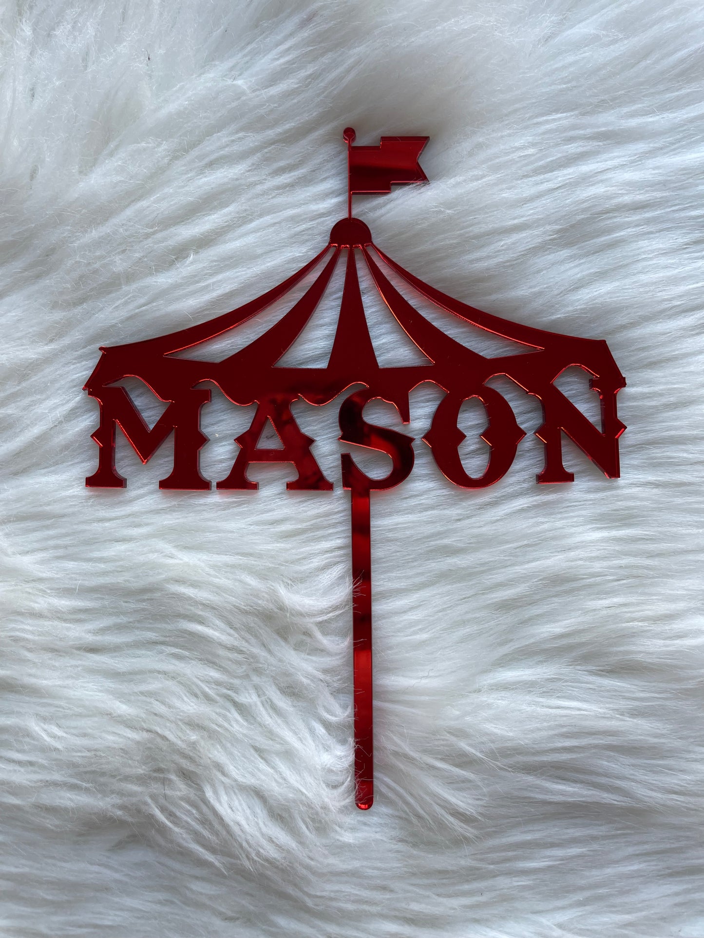 Big Top Circus Birthday Mirrored Acrylic Cake Topper