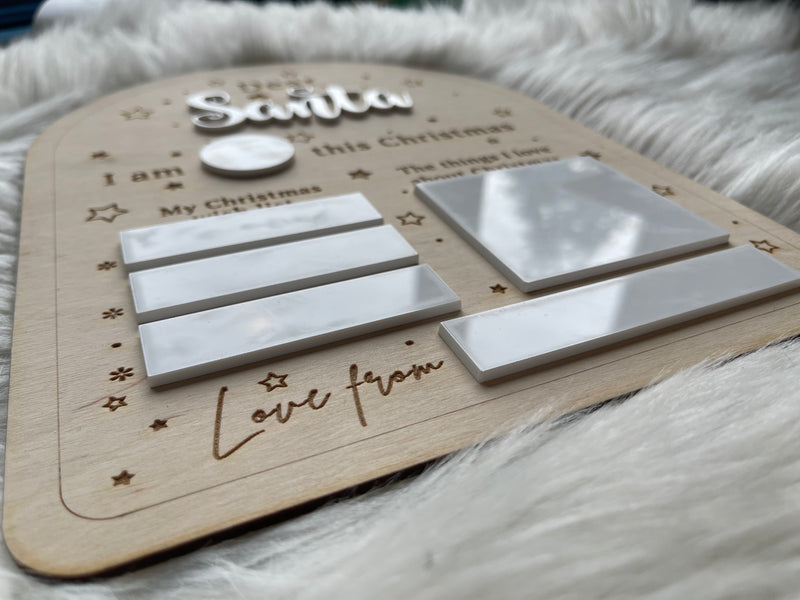 Dear Santa Fillable Dry Erase Christmas Sign