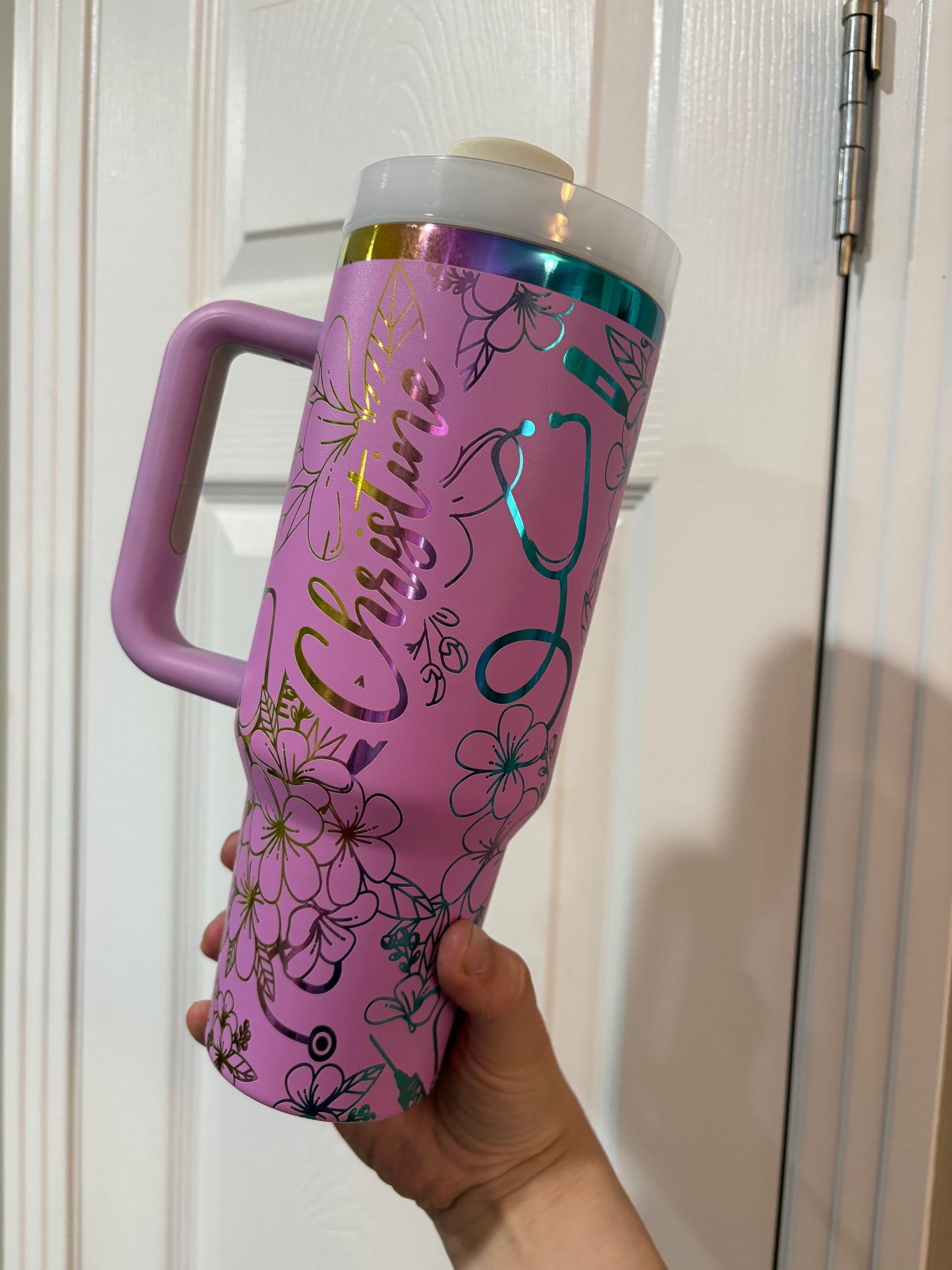 Nurse/Doctor Laser Engraved 40oz Holographic Tumbler