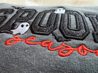 Embroidered Spooky Season Appliqué Comfort Colors T-Shirt