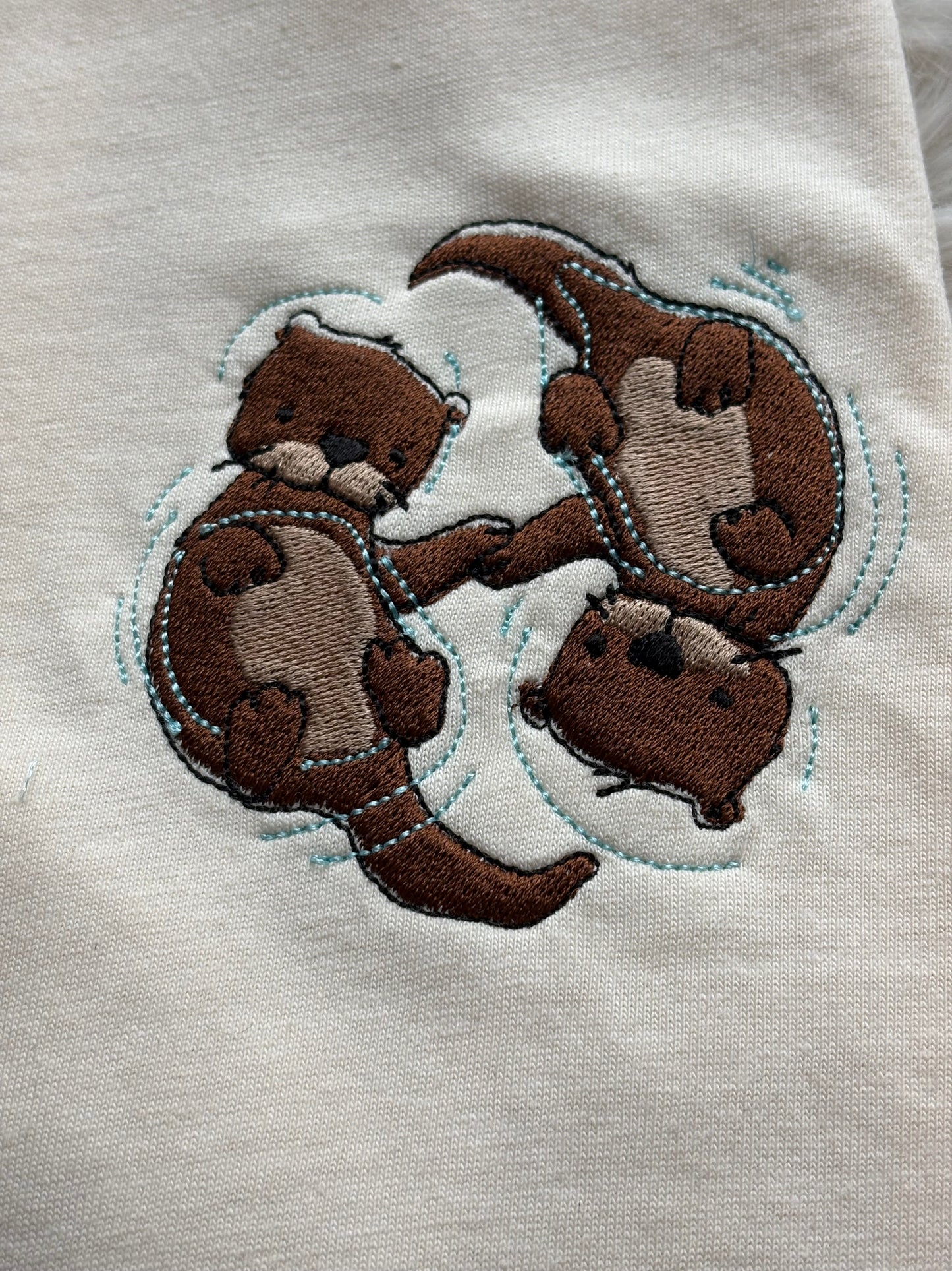 Embroidered Cuddling Otters Comfort Colors T-Shirt