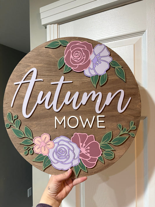 Floral Baby Name Nursery Sign