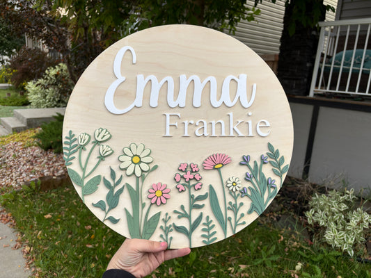 Wildflower Baby Nursery Name Sign