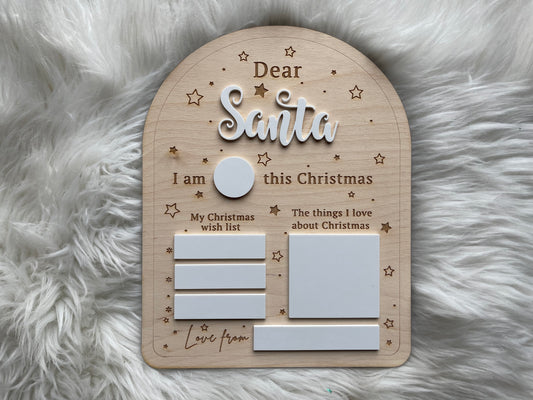 Dear Santa Fillable Dry Erase Christmas Sign