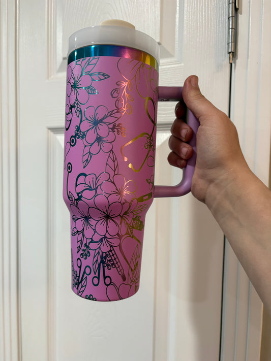 Nurse/Doctor Laser Engraved 40oz Holographic Tumbler
