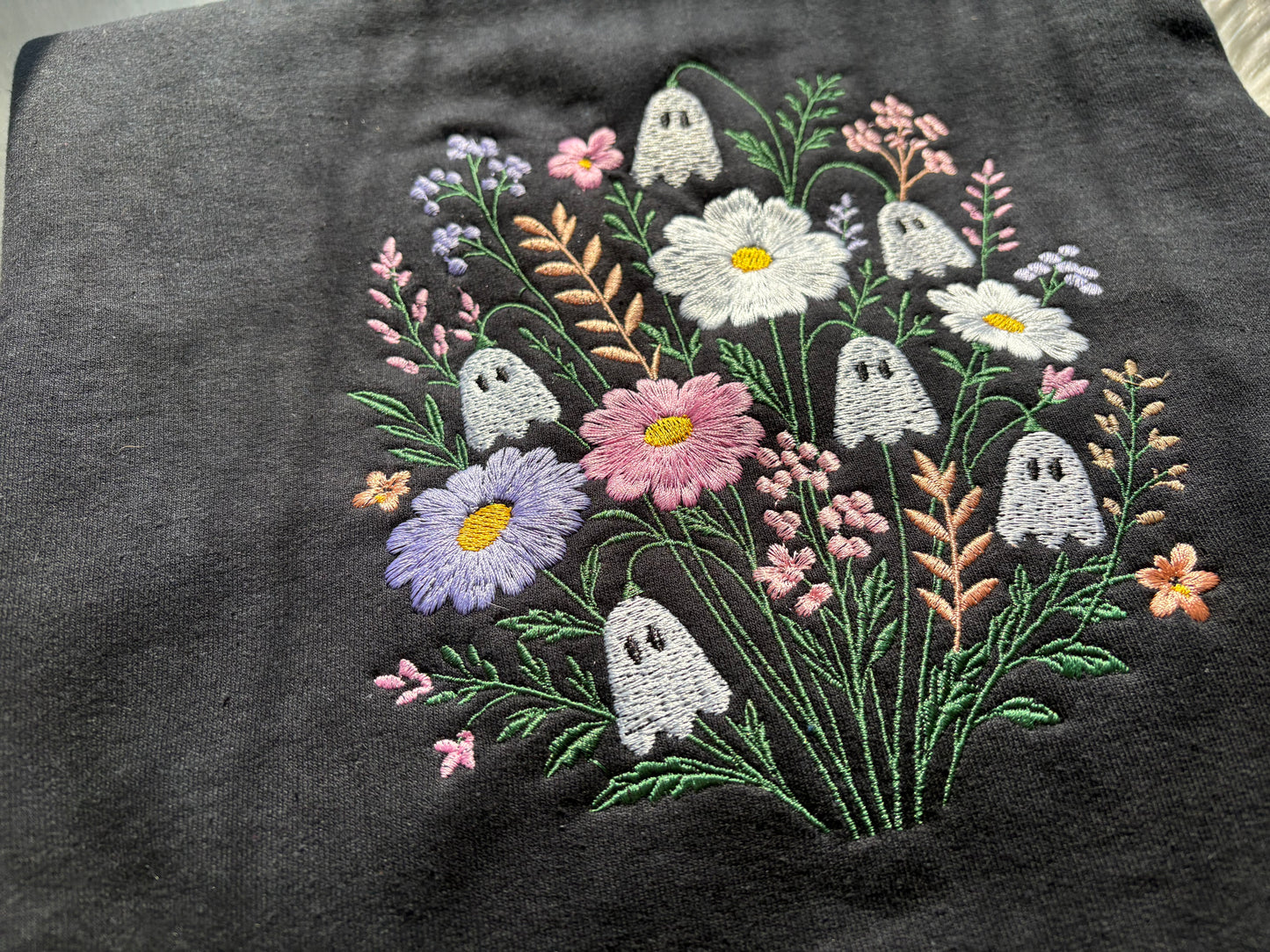 Floral Ghost Bouquet Embroidered Sweatshirt