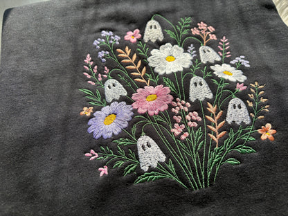 Floral Ghost Bouquet Embroidered Sweatshirt
