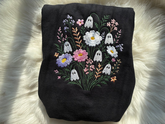 Floral Ghost Bouquet Embroidered Sweatshirt