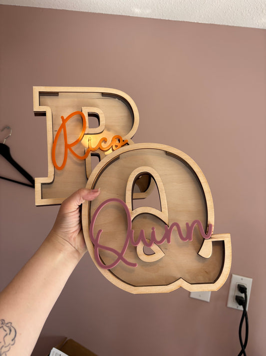 Custom Wooden Letter Drop In Piggy Bank