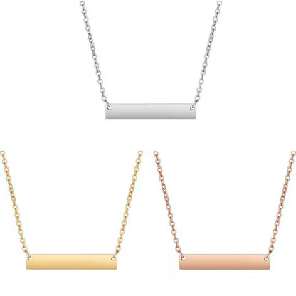 Mama Laser Engraved Stainless Steel Bar Necklace