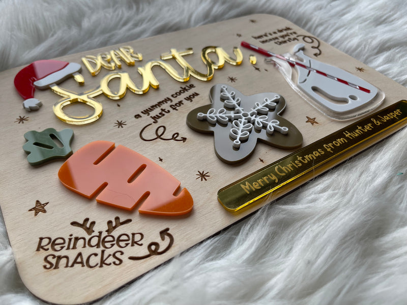 Dear Santa Custom Acrylic Milk & Cookies Christmas Tray