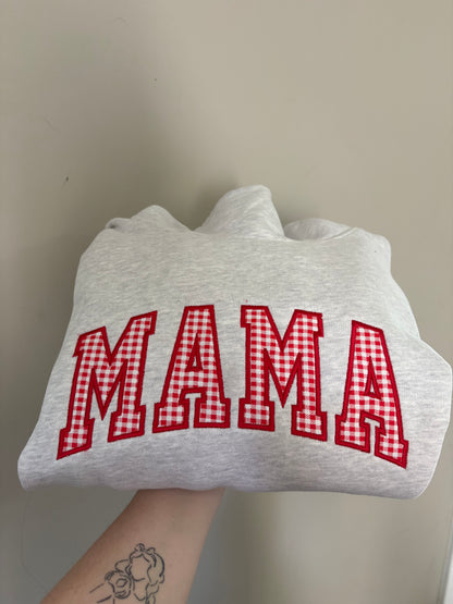 Embroidered MAMA Gingham Appliqué Sweatshirt