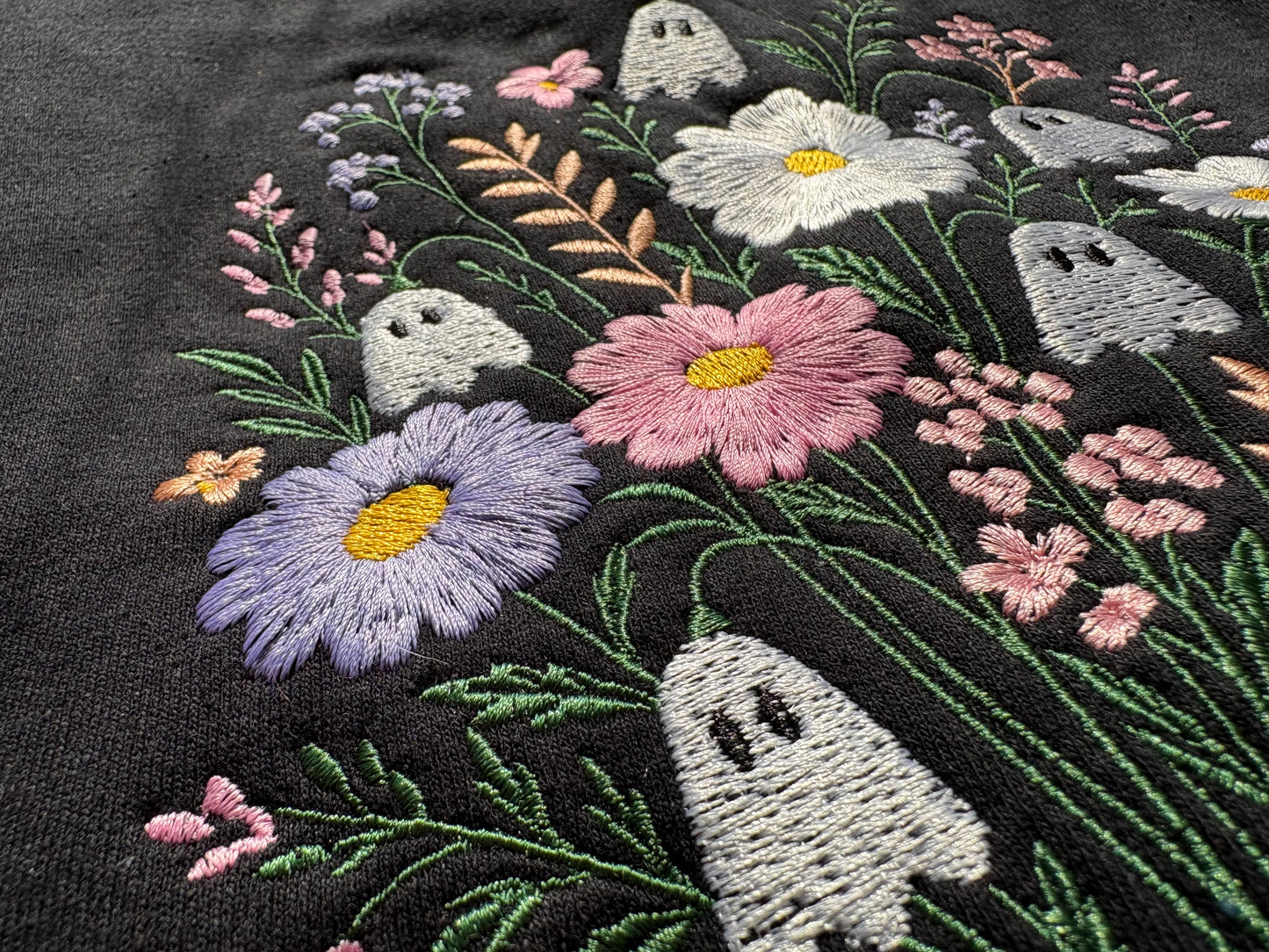 Floral Ghost Bouquet Embroidered Sweatshirt