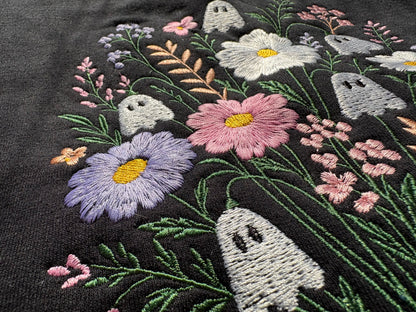 Floral Ghost Bouquet Embroidered Sweatshirt