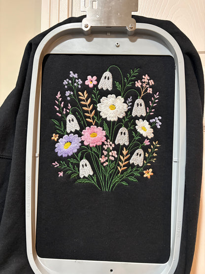 Floral Ghost Bouquet Embroidered Sweatshirt