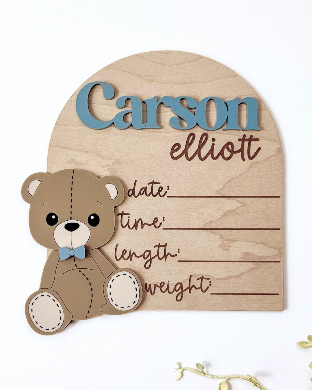 Teddy Bear Birth Stat Plaque