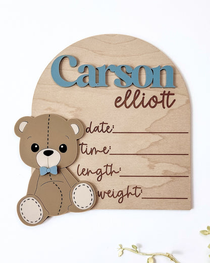 Teddy Bear Birth Stat Plaque