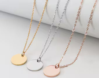 Hockey Mom Laser Engraved Stainless Steel Round Necklace