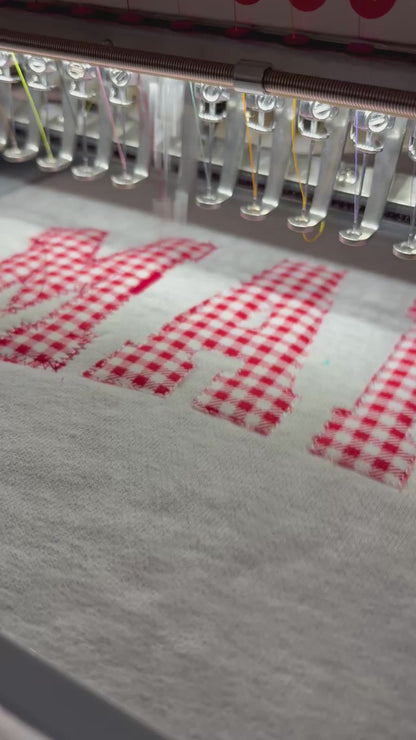 Embroidered MAMA Gingham Appliqué Sweatshirt